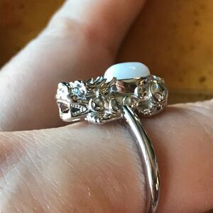 Natural Jade Sterling Silver Dragon Ring Size 8